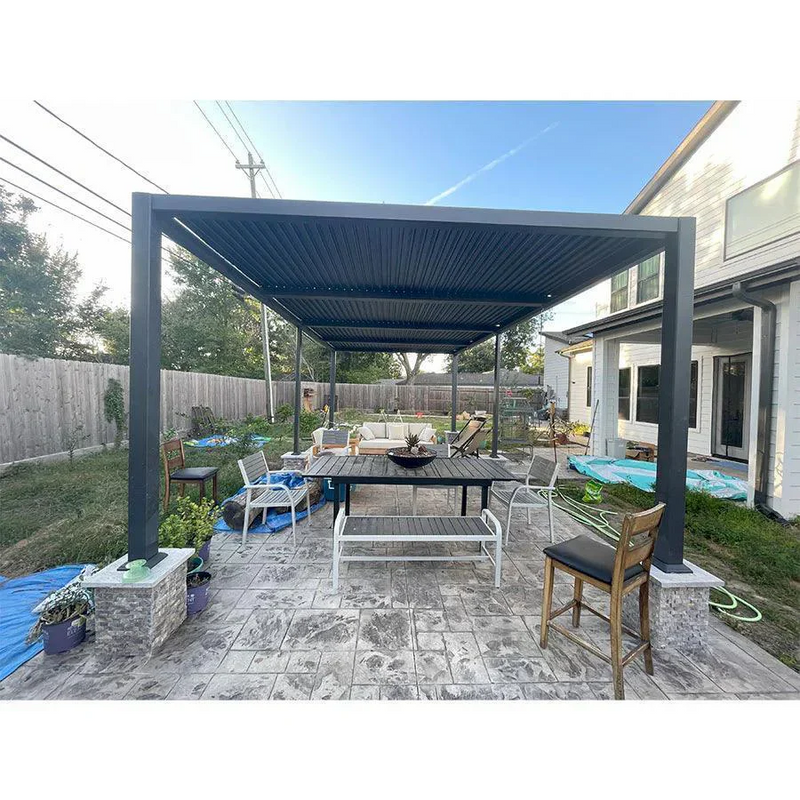PURPLE LEAF Pergola Bioclimatique d'extérieur en aluminium à toit réglable pour terrasse et jardin grise