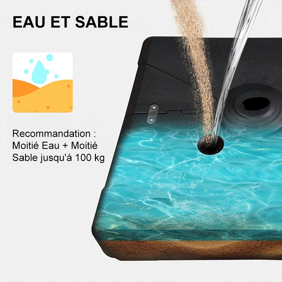 PURPLE LEAF Base de Parasol à Double Toit Remplie d'Aau et de Sable ZYBASE-1 et ZYBASE-1N