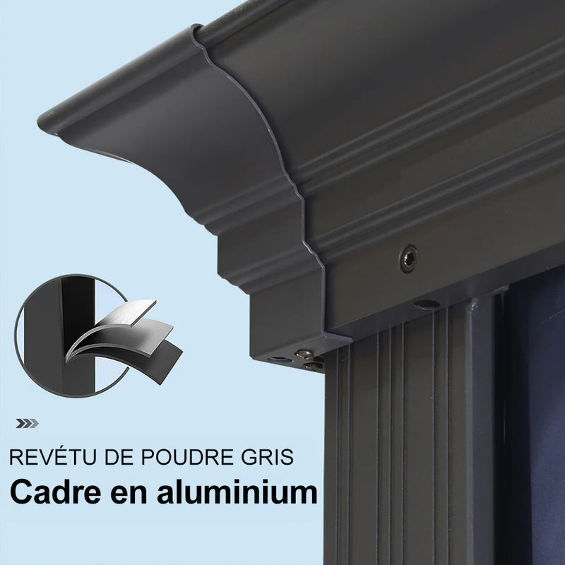 PURPLE LEAF Tonnelle De Jardin Exterieur Tonnelle Aluminum Avec Moustiquaire Et Rideaux Pavillon De Jardin à Double Toit Acier Galvanisé, Gris