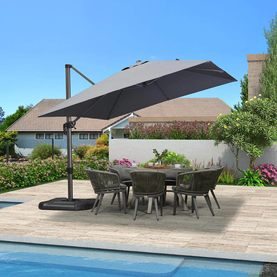 PURPLE LEAF Parasol De Jardin Exterieur Parasol Déporté Rotatif 360°, Parasol Excentré Inclinable, Parasol Suspendu Balcon