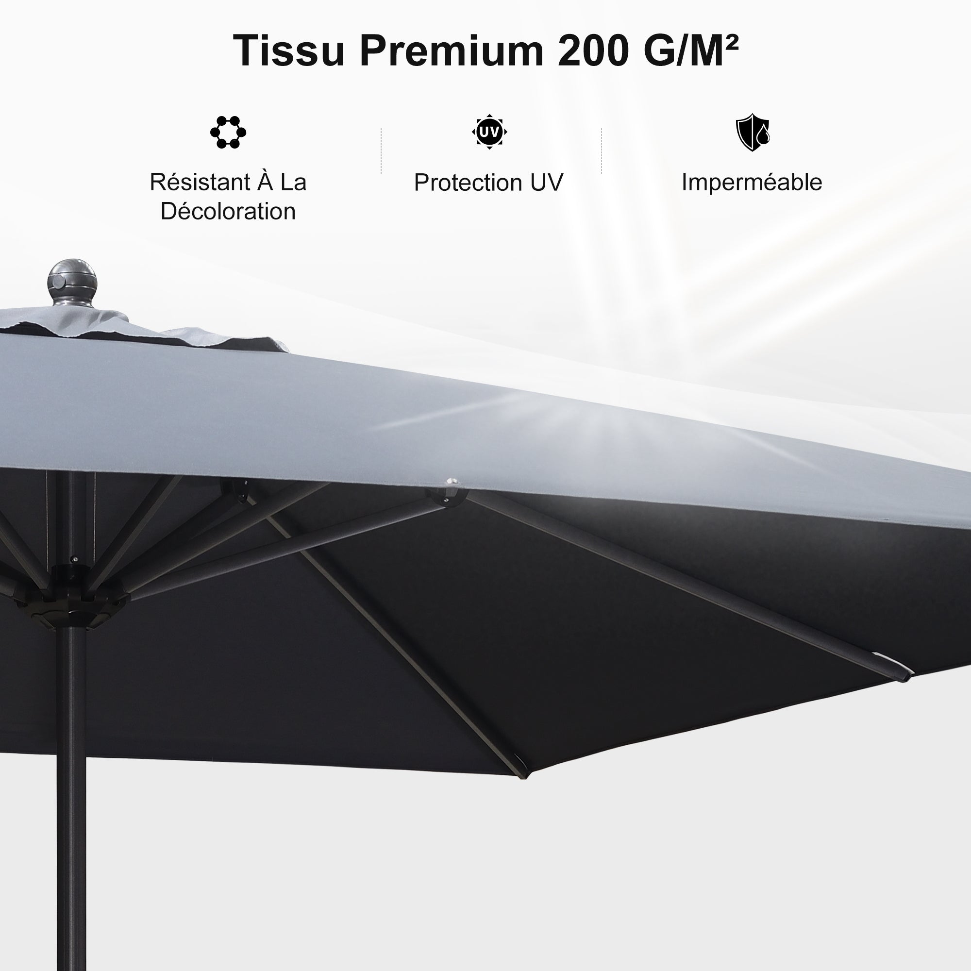 PURPLE LEAF Parasol en Aluminium à Mât Droit, Parasol d'Extérieur,Convient aux Jardins, Terrasses et abords de  Piscine ,Avec Socle