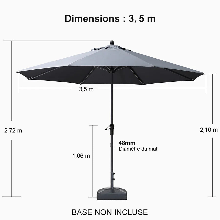 PURPLE LEAF Parasol en Aluminium à Mât Droit, Parasol d'Extérieur,Convient aux Jardins, Terrasses et abords de  Piscine ,Avec Socle