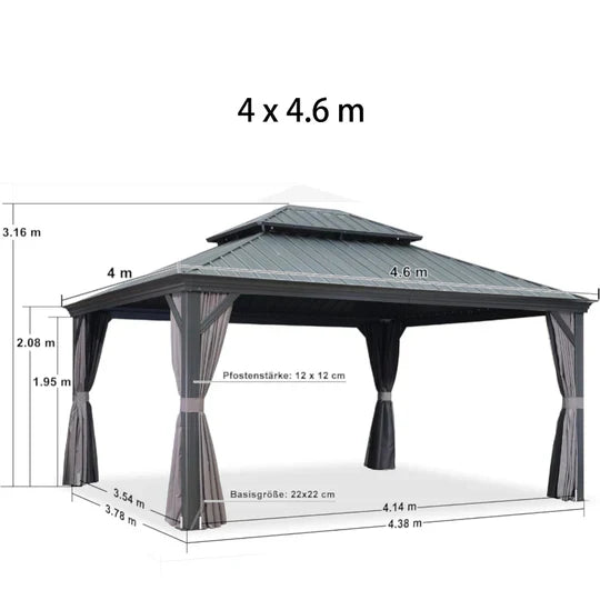 PURPLE LEAF Tonnelle de Jardin Gamme Luxe avec Éclairage LED Intégré - Abat-Jour Blanc Opalin Anti-Éblouissement, Pavillon Gris