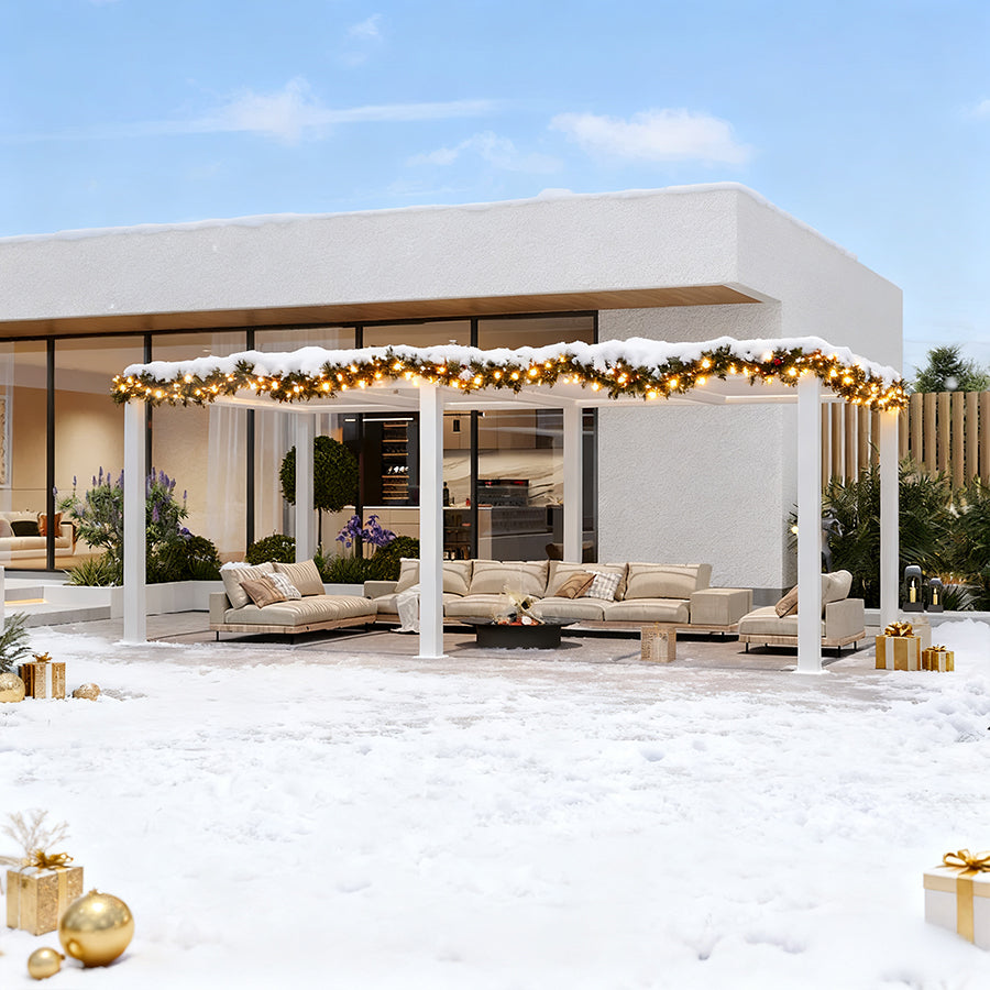 PURPLE LEAF Pergola Bioclimatique Pergola Aluminium  Lames Orientables Tonnelle de Jardin Imperméable pour Terrasse Extérieur Carport, Blanc