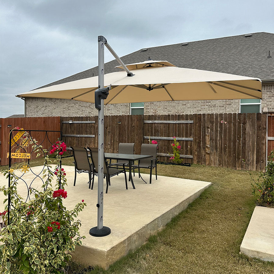 PURPLE LEAF Parasol Déporté Inclinable Rectangulaire, Parasol De Jardin Extérieur Toit à Double Rotatif 360°, Parasol Terrasse Extérieur