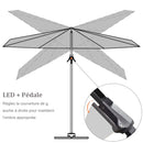 PURPLE LEAF Parasol Déporté avec LED Solaire 3 x 3 m Carré, Parasol De Jardin Extérieur Inclinable Toile Protection UV