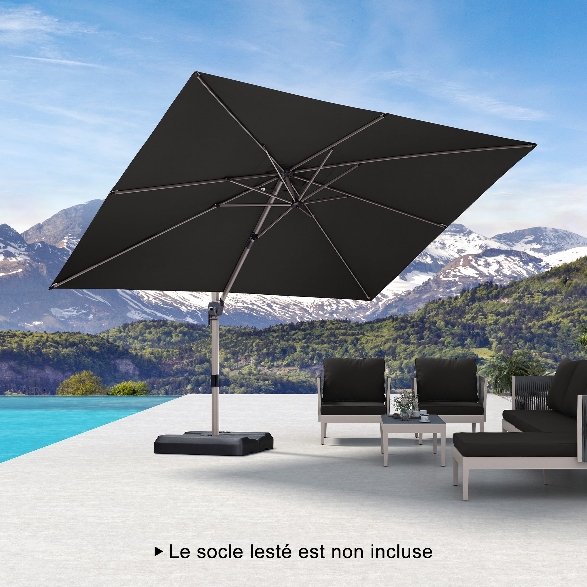 PURPLE LEAF Parasol Déporté Économique Champagne de Luxe Parasol d'Extérieur Grands Parasols de Patio