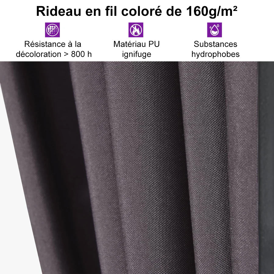 PURPLE LEAF Tonnelle De Jardin Exterieur Tonnelle Aluminum Avec Moustiquaire Et Rideaux Pavillon De Jardin à Double Toit Acier Galvanisé, Gris