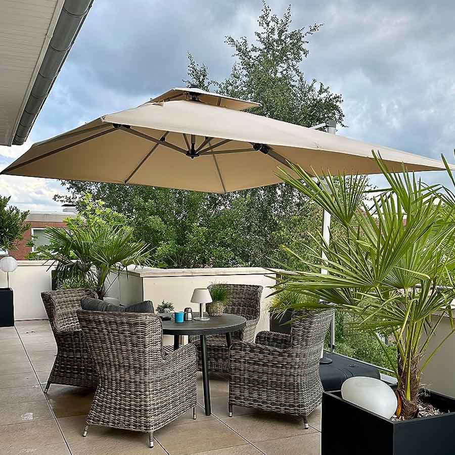 PURPLE LEAF Parasol Déporté Inclinable Rectangulaire, Parasol De Jardin Extérieur Toit à Double Rotatif 360°, Parasol Terrasse Extérieur