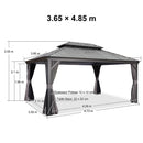 PURPLE LEAF Tonnelle De Jardin Exterieur Tonnelle Aluminum Avec Moustiquaire Et Rideaux Pavillon De Jardin à Double Toit Acier Galvanisé, Gris