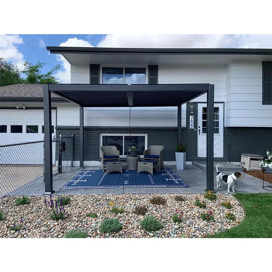 PURPLE LEAF Pergola Bioclimatique d'extérieur en aluminium à toit réglable pour terrasse et jardin grise