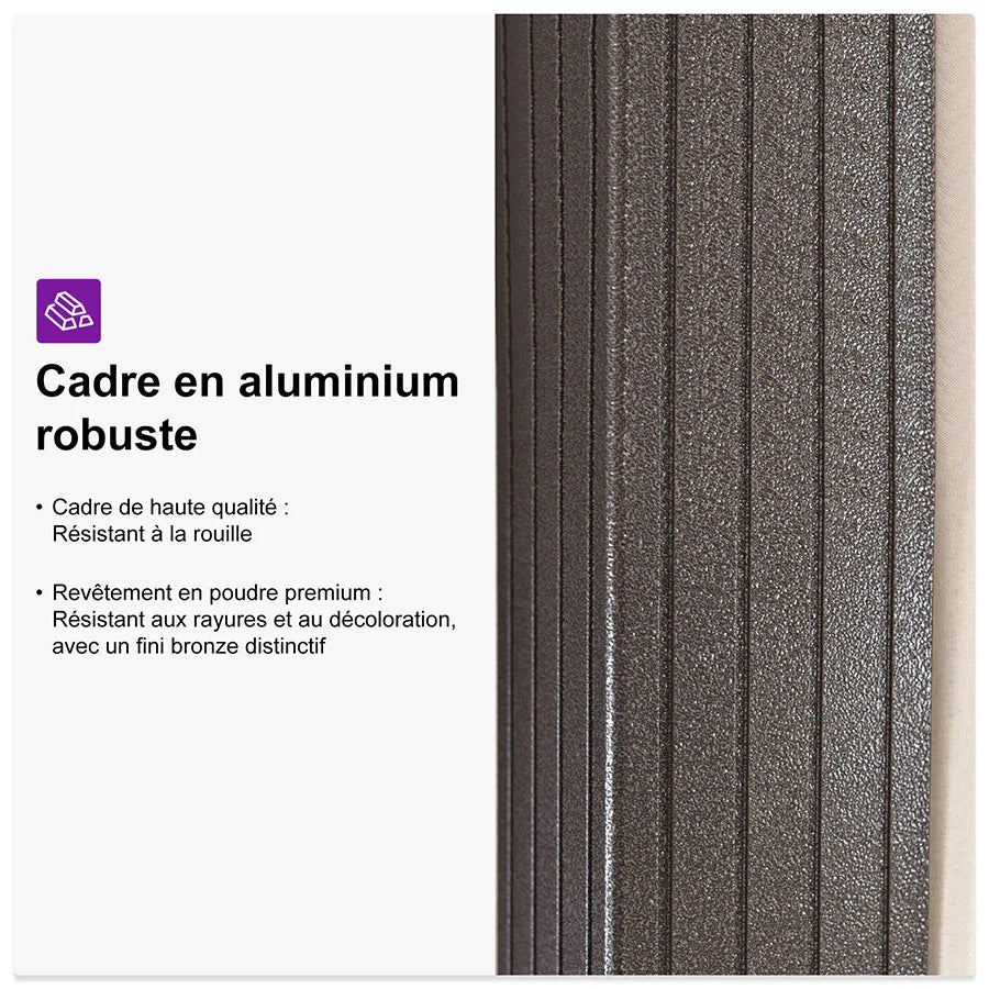PURPLE LEAF Tonnelle De Jardin Tonnelle Aluminum avec Toit Double en Acier Galvanisé Guirlandes de Lumières Blanc Cassé-Économique Bronze