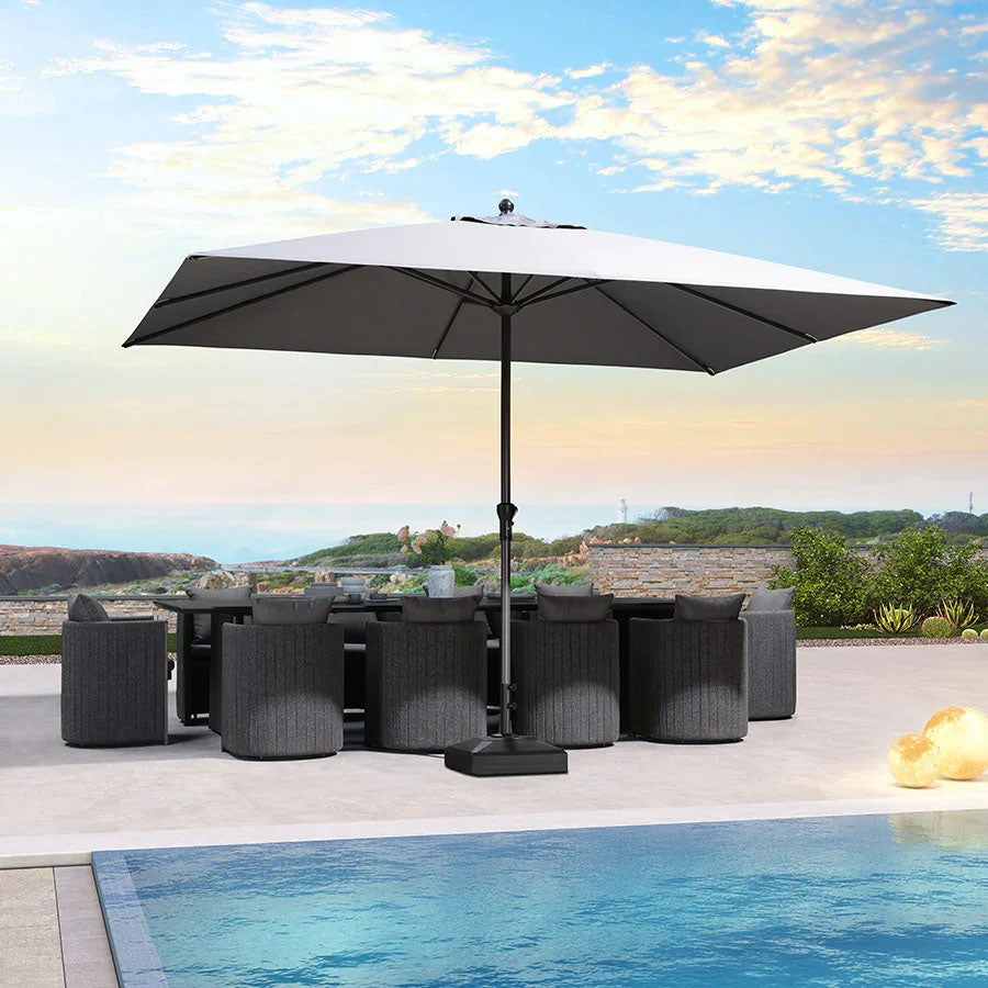 PURPLE LEAF Parasol en Aluminium à Mât Droit, Parasol d'Extérieur,Convient aux Jardins, Terrasses et abords de  Piscine ,Avec Socle