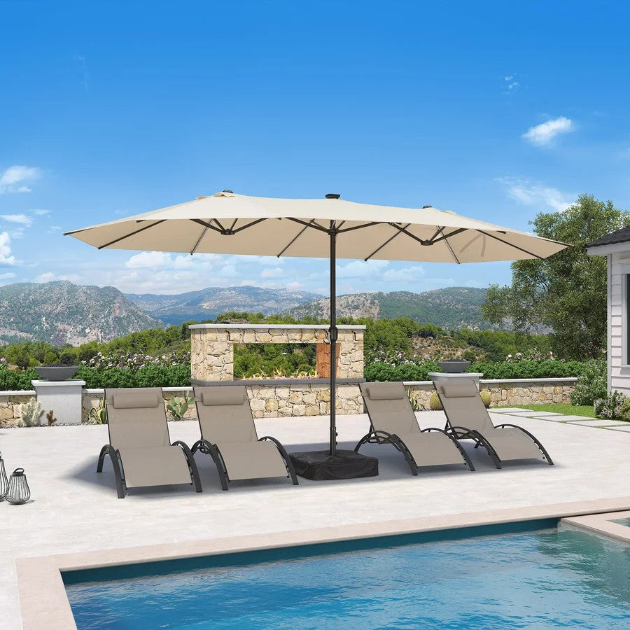 PURPLE LEAF Parasol de Jardin Double Aluminium avec lumières LED, Avec Socle, pour Terrasse, Jardin, Balcon et Piscine