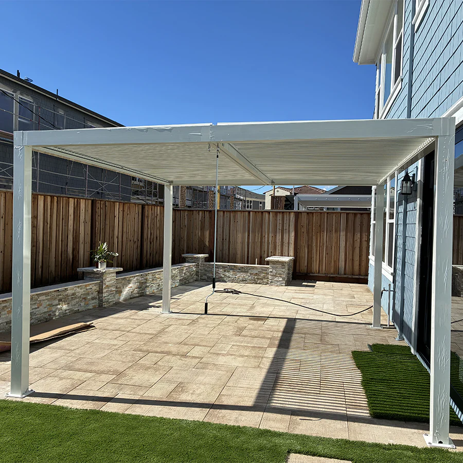PURPLE LEAF Pergola Bioclimatique Pergola Aluminium  Lames Orientables Tonnelle de Jardin Imperméable pour Terrasse Extérieur Carport, Blanc