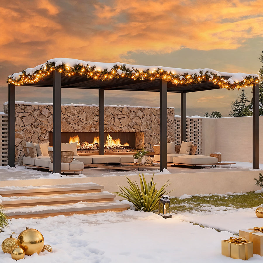 PURPLE LEAF Pergola Bioclimatique Pergola Aluminium Lames Orientables Tonnelle de Jardin Imperméable pour Terrasse Extérieur Carport, Gris