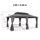 PURPLE LEAF Tonnelle De Jardin Exterieur Tonnelle Aluminum Avec Moustiquaire Et Rideaux Pavillon De Jardin à Double Toit Acier Galvanisé, Gris