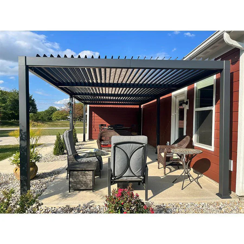 PURPLE LEAF Pergola Bioclimatique d'extérieur en aluminium à toit réglable pour terrasse et jardin grise