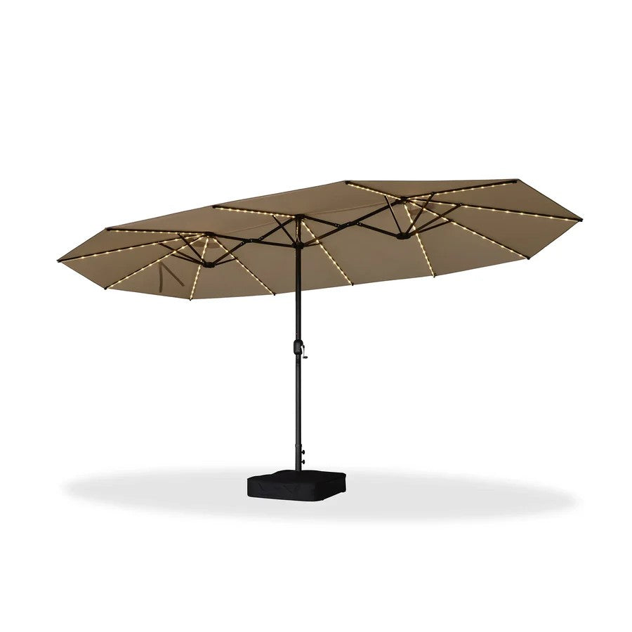 PURPLE LEAF Parasol de Jardin Double Aluminium avec lumières LED, Avec Socle, pour Terrasse, Jardin, Balcon et Piscine