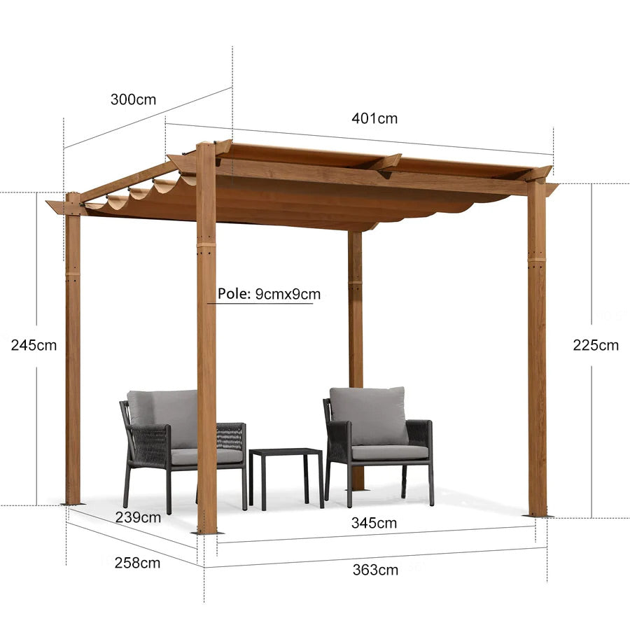 PURPLE LEAF Pergola rétractable extérieure avec pare-soleil auvent abri en métal pour patio de jardin porche pavillon de plage