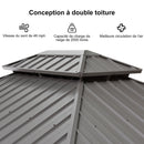 PURPLE LEAF Tonnelle de Jardin Pour Terrasse | Toit Rigide en Acier Galvanisé avec Rideaux Améliorés | Gris Clair