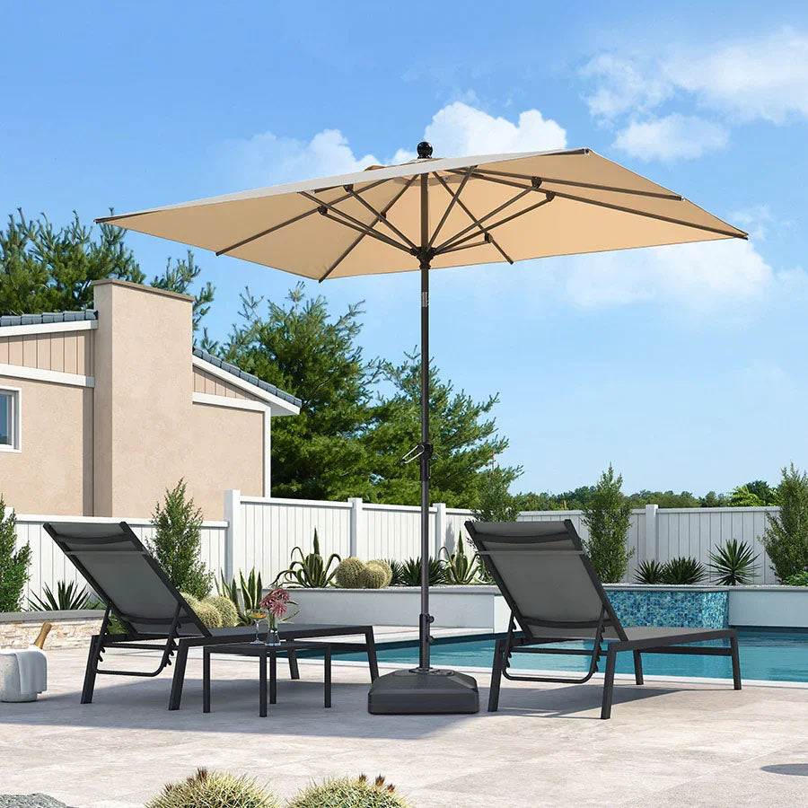 PURPLE LEAF Parasol inclinable en aluminium à mât droit, Carré, Rectangulaire et Rond, Avec Socle