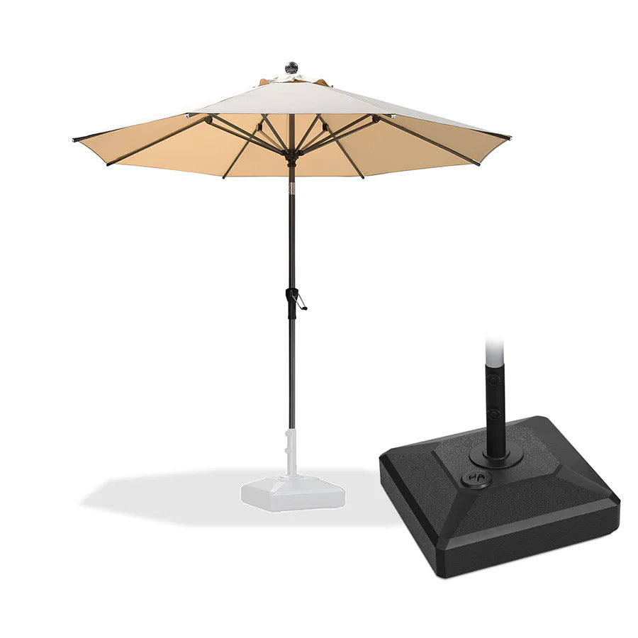 PURPLE LEAF Parasol inclinable en aluminium à mât droit, Carré, Rectangulaire et Rond, Avec Socle