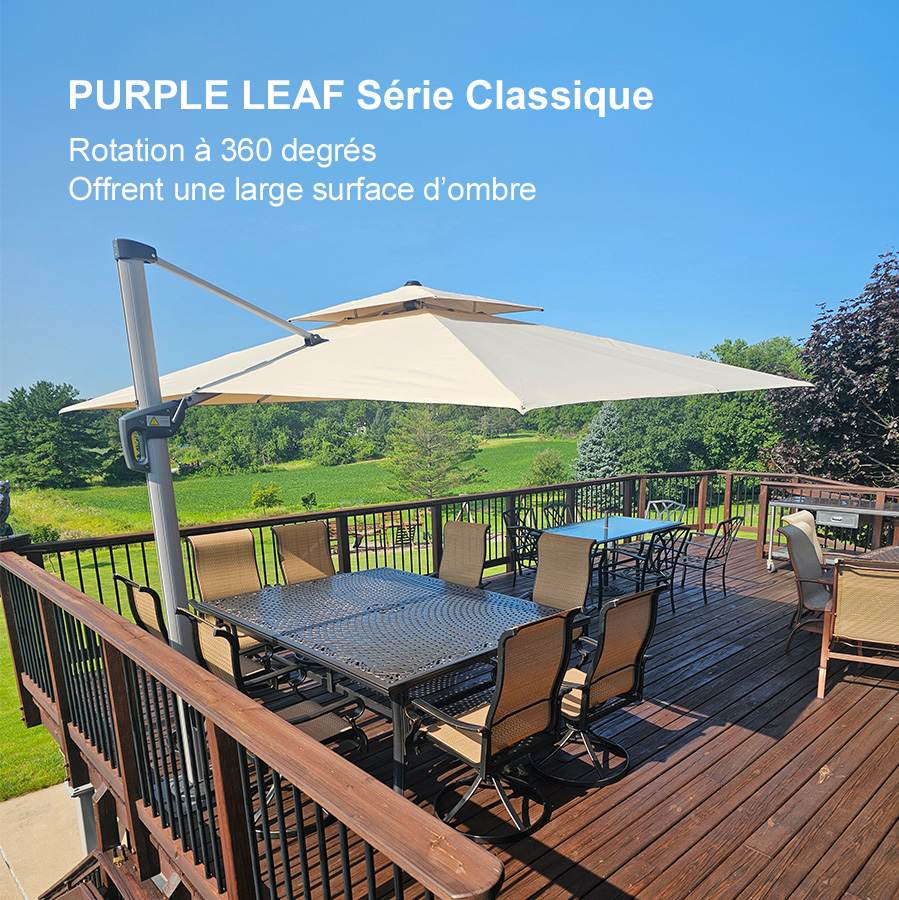 PURPLE LEAF Parasol Déporté Inclinable Rectangulaire, Parasol De Jardin Extérieur Toit à Double Rotatif 360°, Parasol Terrasse Extérieur