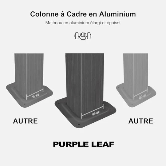 PURPLE LEAF Tonnelle de Jardin Gamme Luxe avec Éclairage LED Intégré - Abat-Jour Blanc Opalin Anti-Éblouissement, Pavillon Gris