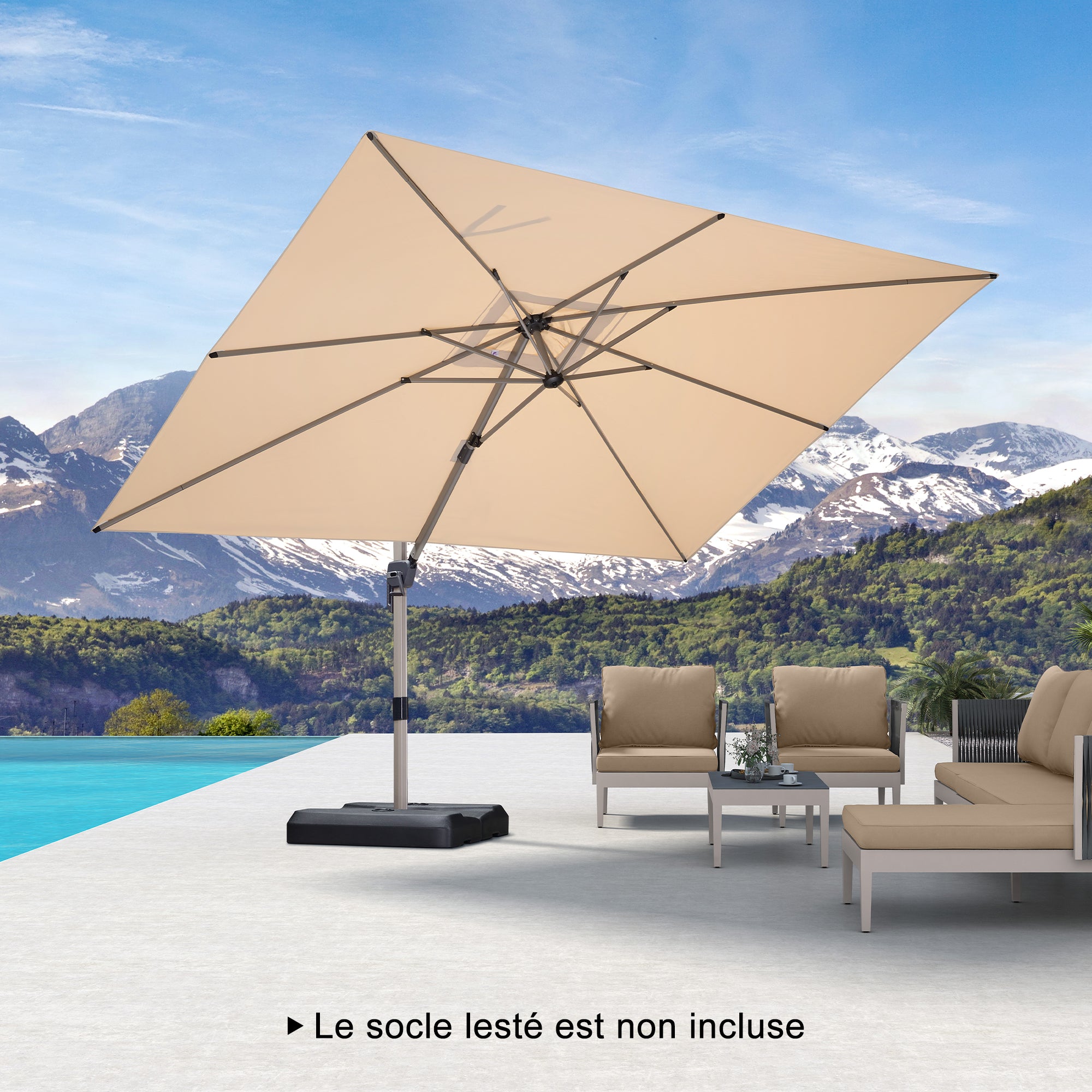 PURPLE LEAF Parasol Déporté Économique Champagne de Luxe Parasol d'Extérieur Grands Parasols de Patio