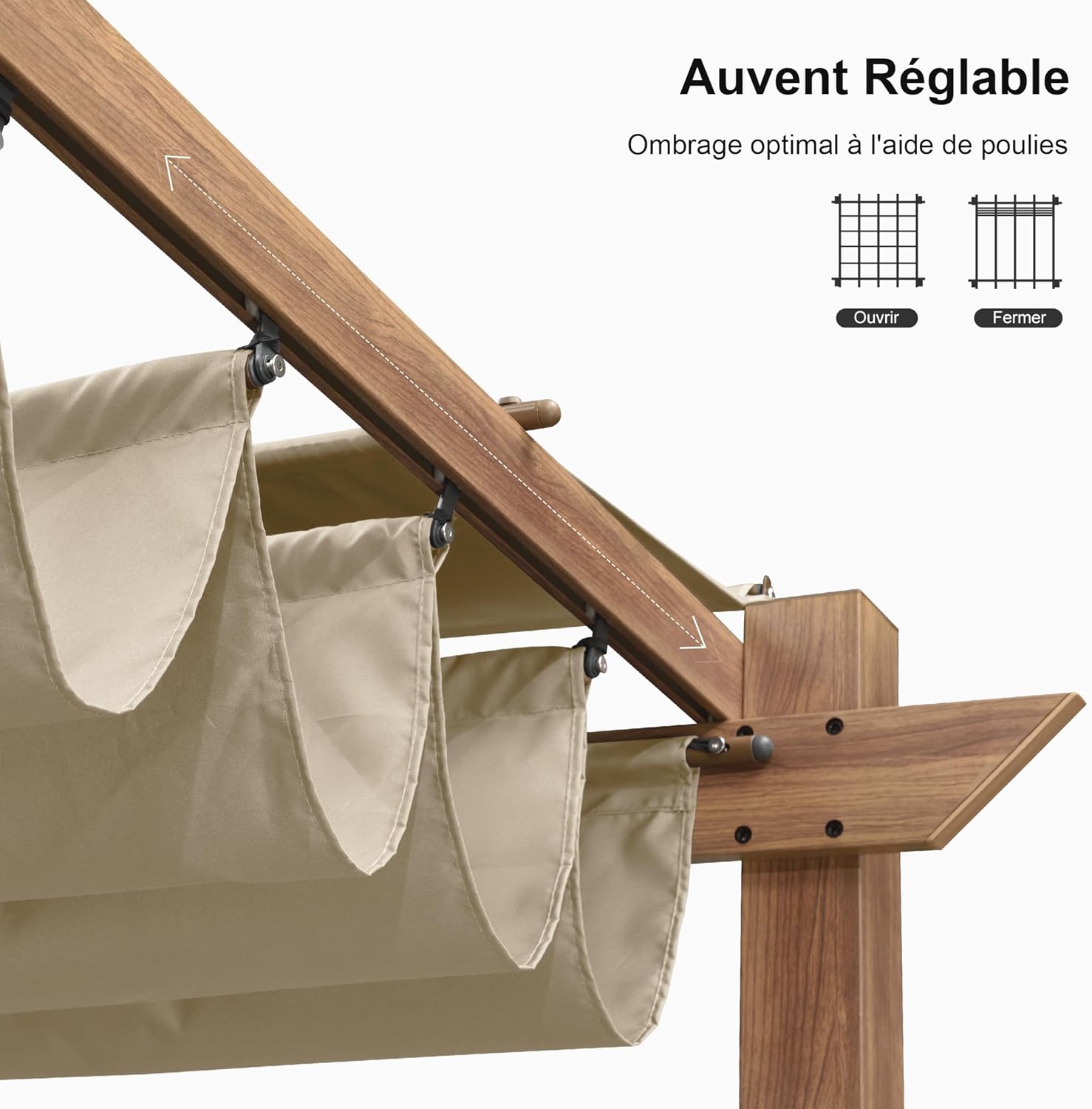 PURPLE LEAF Pergola rétractable extérieure avec pare-soleil auvent abri en métal pour patio de jardin porche pavillon de plage