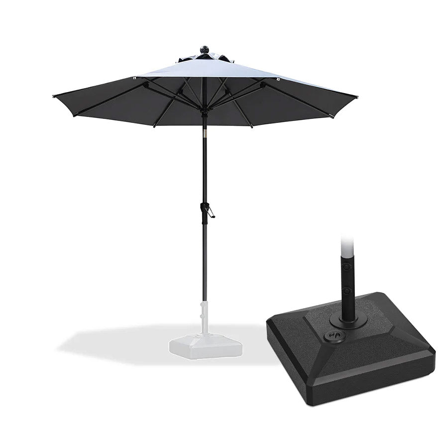 PURPLE LEAF Parasol inclinable en aluminium à mât droit, Carré, Rectangulaire et Rond, Avec Socle