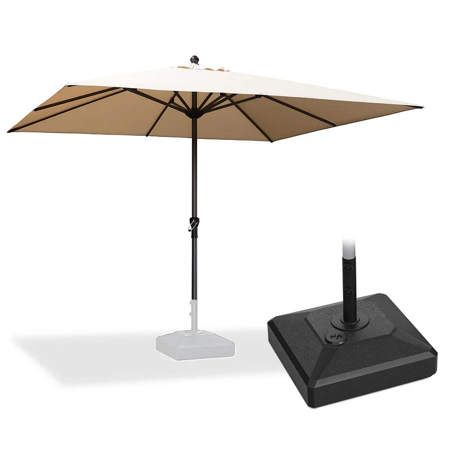 PURPLE LEAF Parasol en Aluminium à Mât Droit, Parasol d'Extérieur,Convient aux Jardins, Terrasses et abords de  Piscine ,Avec Socle