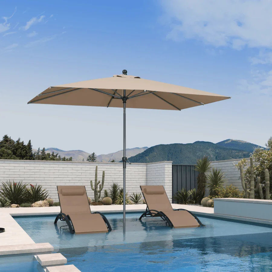 PURPLE LEAF Parasol inclinable en aluminium à mât droit, Carré, Rectangulaire et Rond, Avec Socle