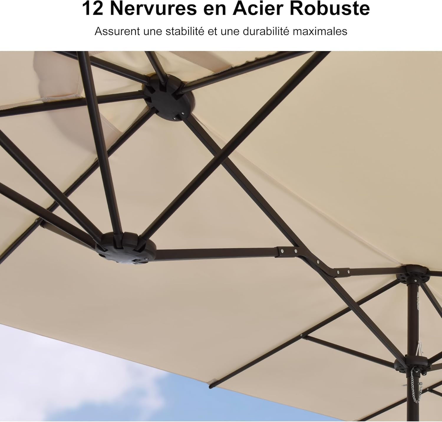 PURPLE LEAF Parasol de Jardin Extérieur, Grand Parasol Double avec Base, pour Terrasse, Jardin, Balcon et Piscine