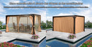 PURPLE LEAF 10' × 13' Pergola à persiennes pour patio Gazebo en aluminium réglable Pergola résistante aux intempéries avec rideaux et filet