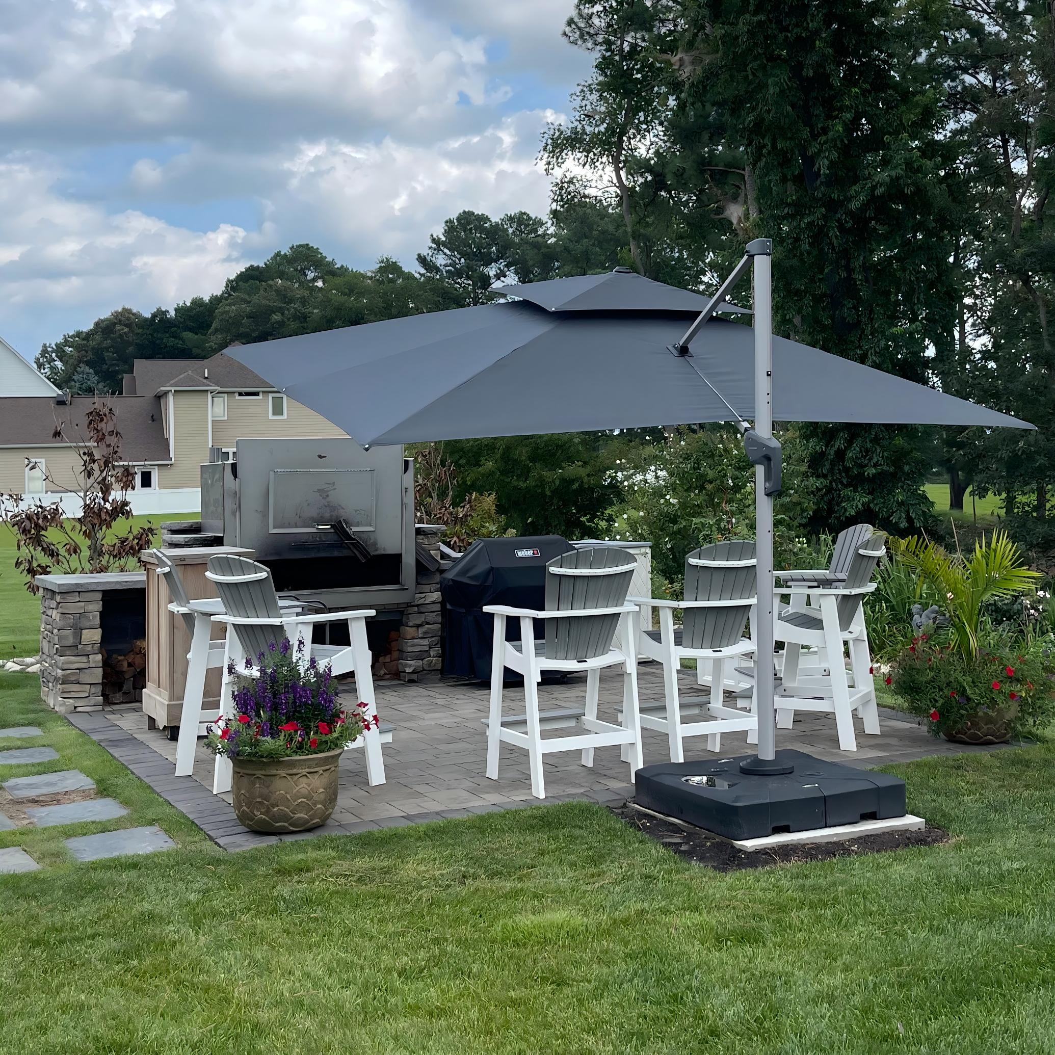 PURPLE LEAF Parasol Déporté Inclinable Rectangulaire, Parasol De Jardin Extérieur Toit à Double Rotatif 360°, Parasol Terrasse Extérieur
