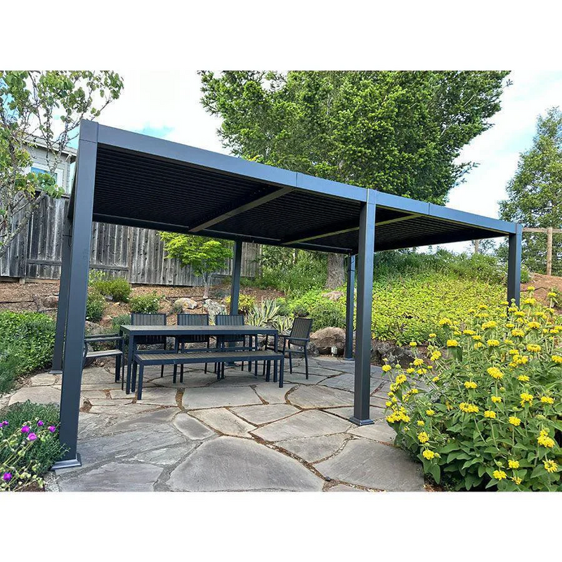 PURPLE LEAF Pergola Bioclimatique d'extérieur en aluminium à toit réglable pour terrasse et jardin grise