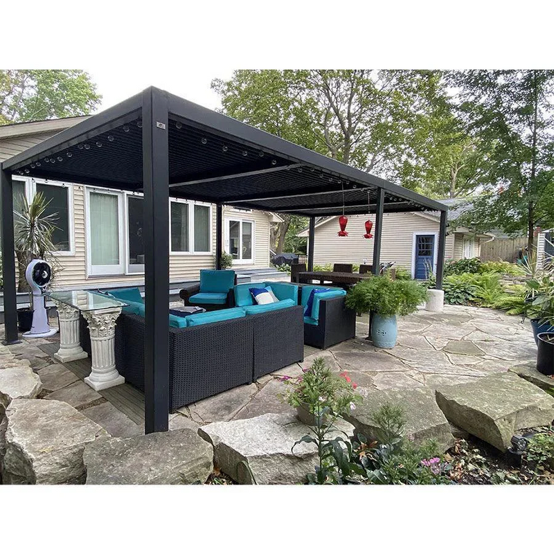 PURPLE LEAF Pergola Bioclimatique d'extérieur en aluminium à toit réglable pour terrasse et jardin grise