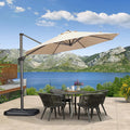 PURPLE LEAF Parasol De Jardin Extérieur Rond, Parasol Déporté Rotatif 360°, Parasol Excentré Inclinable, Parasol Suspendu Balcon , avec socle