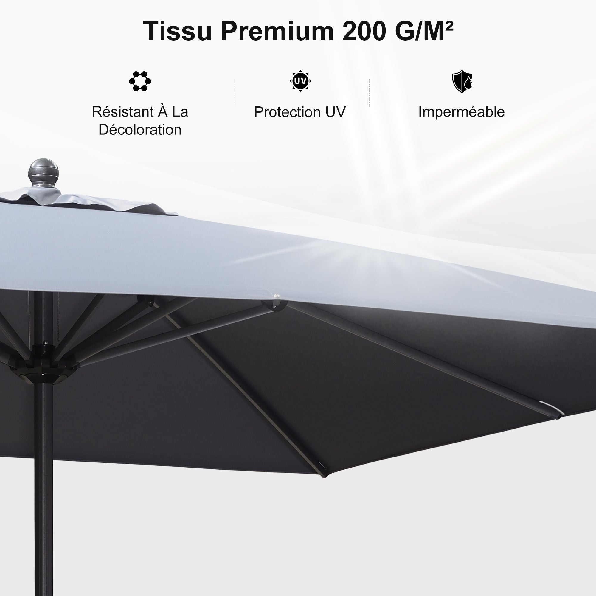 PURPLE LEAF Parasol en Aluminium à Mât Droit, Parasol d'Extérieur,Convient aux Jardins, Terrasses et abords de  Piscine ,Avec Socle