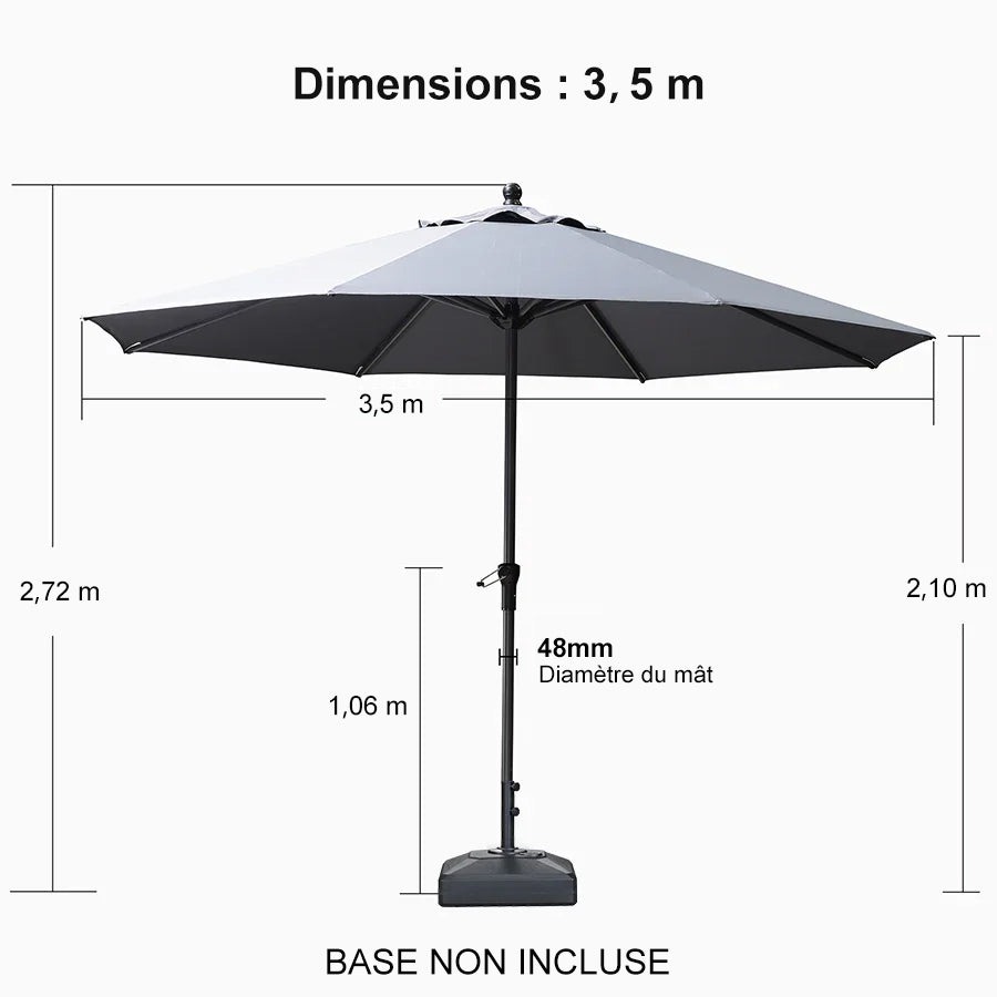 PURPLE LEAF Parasol en Aluminium à Mât Droit, Parasol d'Extérieur,Convient aux Jardins, Terrasses et abords de  Piscine ,Avec Socle