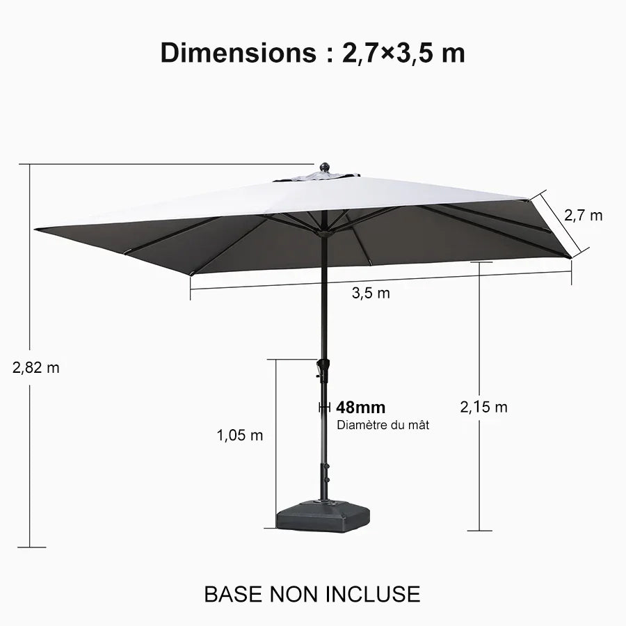 PURPLE LEAF Parasol en Aluminium à Mât Droit, Parasol d'Extérieur,Convient aux Jardins, Terrasses et abords de  Piscine ,Avec Socle