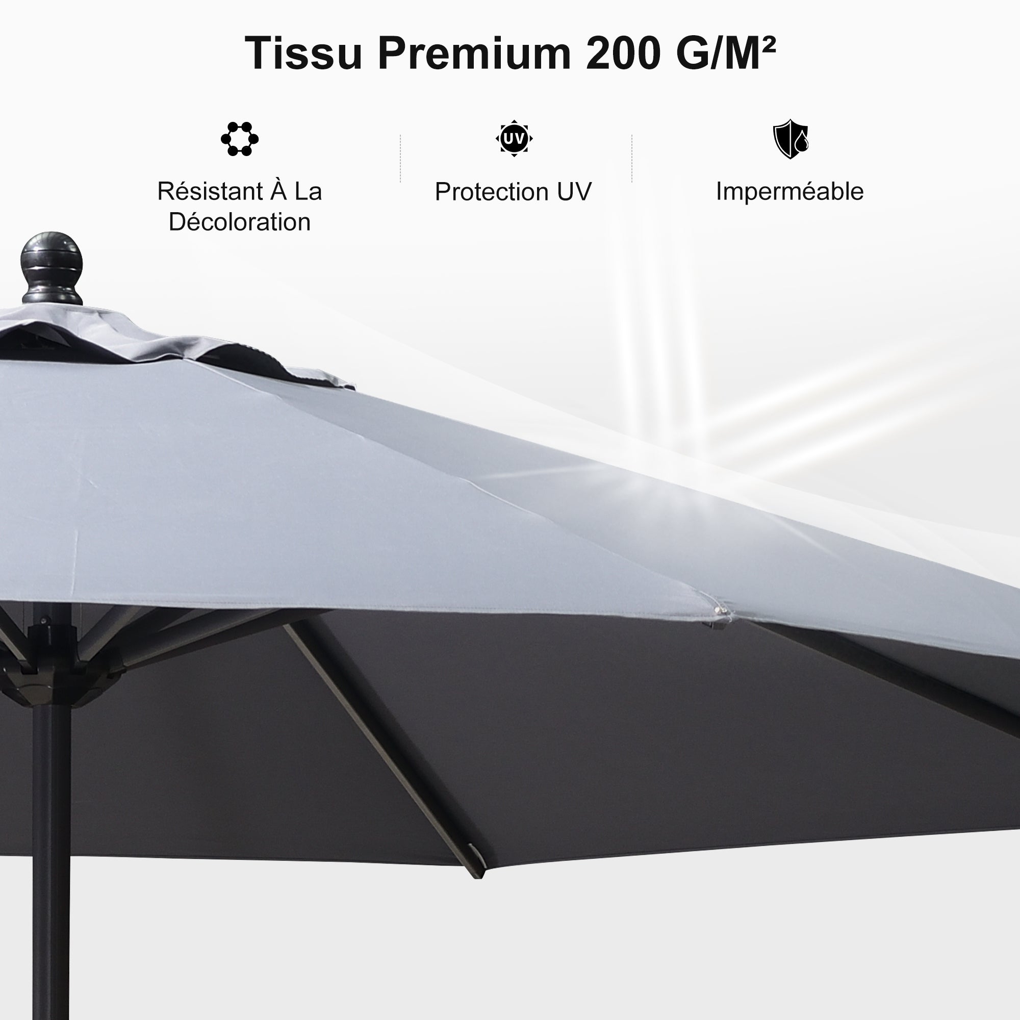 PURPLE LEAF Parasol en Aluminium à Mât Droit, Parasol d'Extérieur,Convient aux Jardins, Terrasses et abords de  Piscine ,Avec Socle