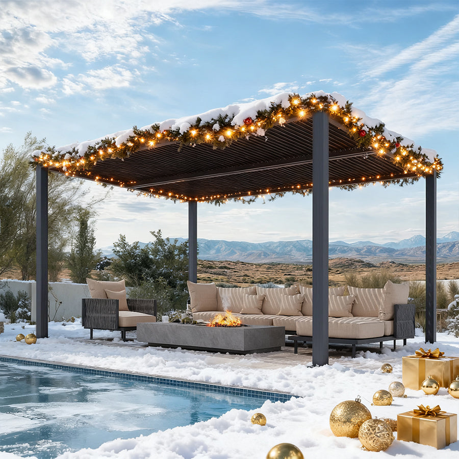 PURPLE LEAF Pergola Bioclimatique Pergola Aluminium Lames Orientables Tonnelle de Jardin Imperméable pour Terrasse Extérieur Carport, Gris