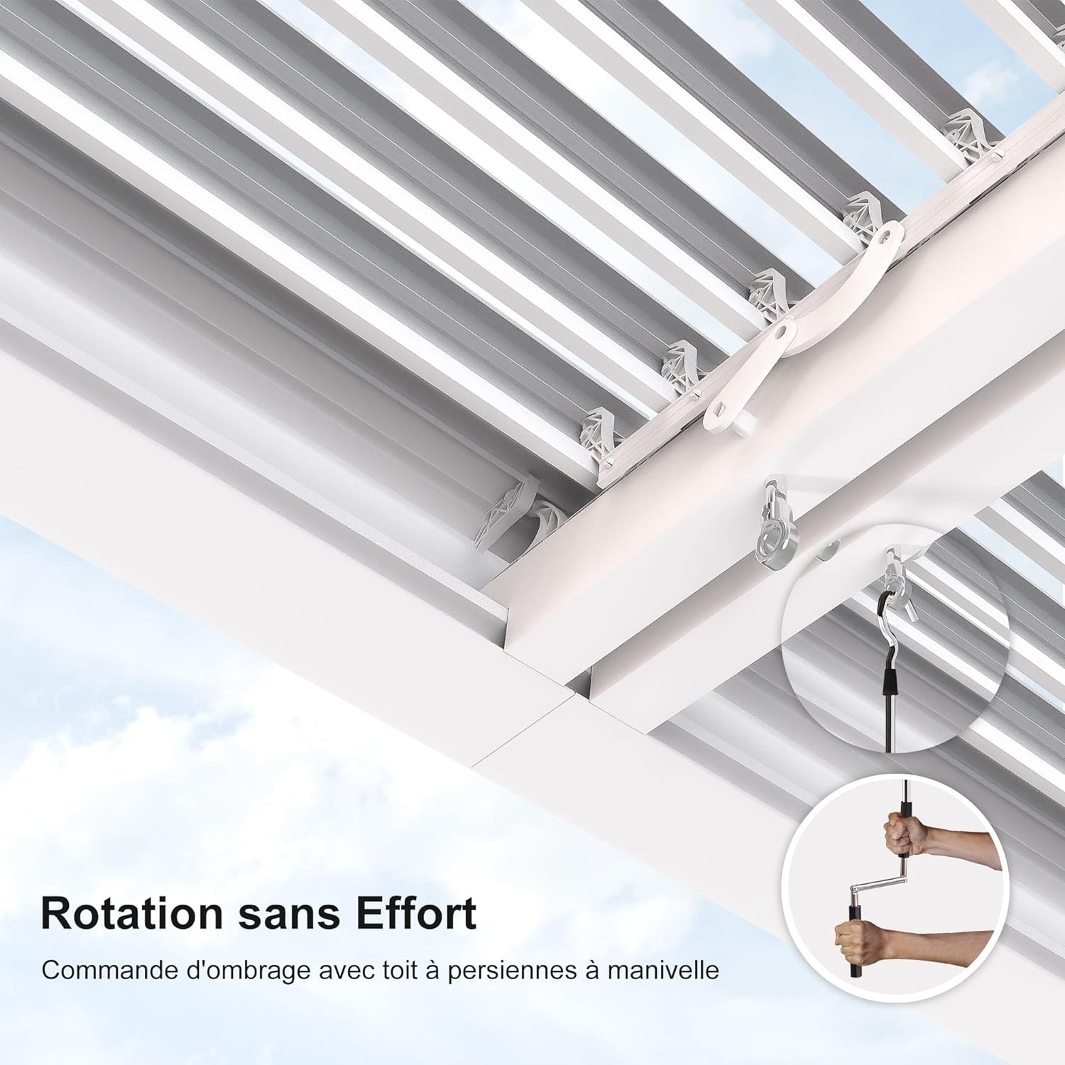 PURPLE LEAF Pergola Bioclimatique Pergola Aluminium  Lames Orientables Tonnelle de Jardin Imperméable pour Terrasse Extérieur Carport, Blanc