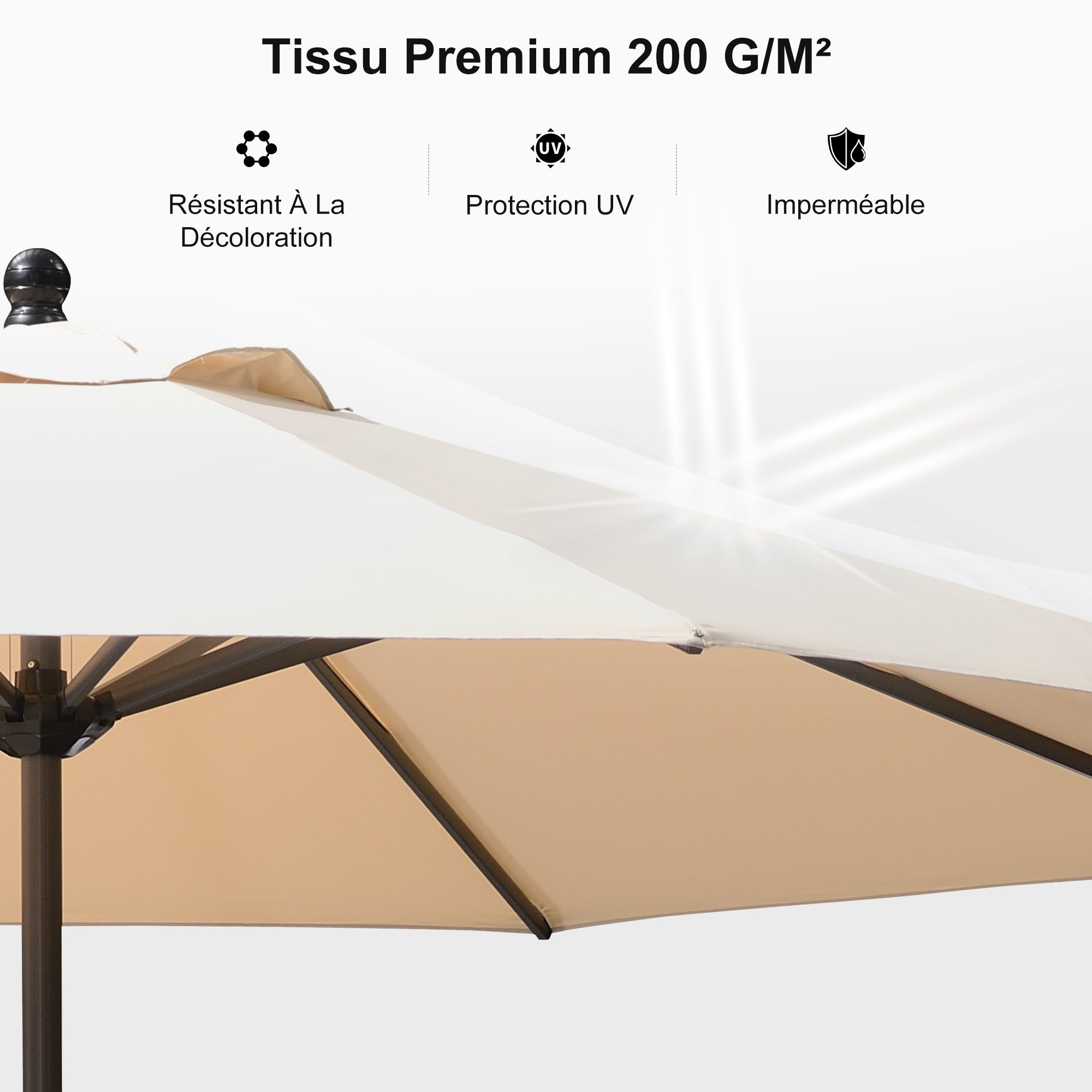 PURPLE LEAF Parasol en Aluminium à Mât Droit, Parasol d'Extérieur,Convient aux Jardins, Terrasses et abords de  Piscine ,Avec Socle