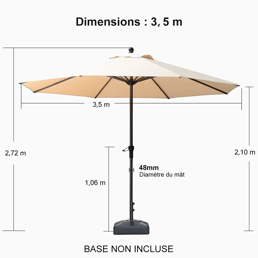 PURPLE LEAF Parasol en Aluminium à Mât Droit, Parasol d'Extérieur,Convient aux Jardins, Terrasses et abords de  Piscine ,Avec Socle