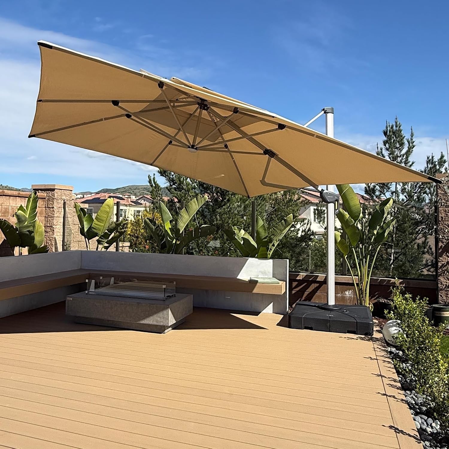 PURPLE LEAF Parasol De Jardin Extérieur avec LED Parasol Déporté Toit à Double Rotatif 360° Parasol Excentré Inclinable Parasol Terrasse Extérieur