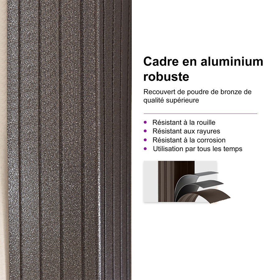 PURPLE LEAF Tonnelle De Jardin Tonnelle Aluminum Résistant à l'eau et stable Adapté à toutes les saisons Double Toit Acier Galvanisé，Économique - Bronze